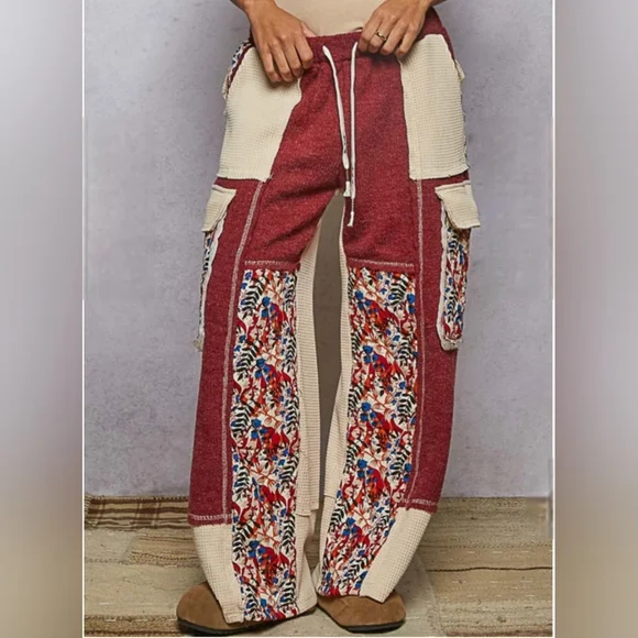 Pxxx NWT POL Designed In Pants Relaxed Thermal Quilted Floral Wide Leg Sm Md Lg - Picture 4 of 13